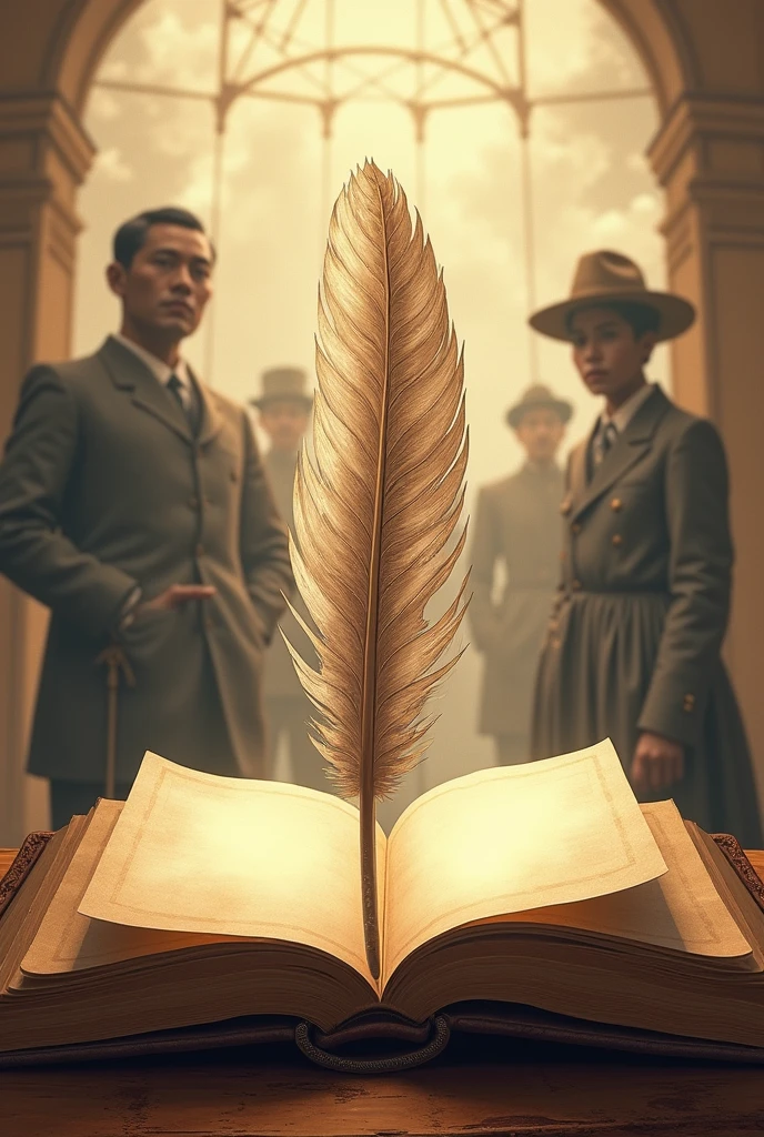 a pluma, a book, make it a bit more vintage, philippine heroes