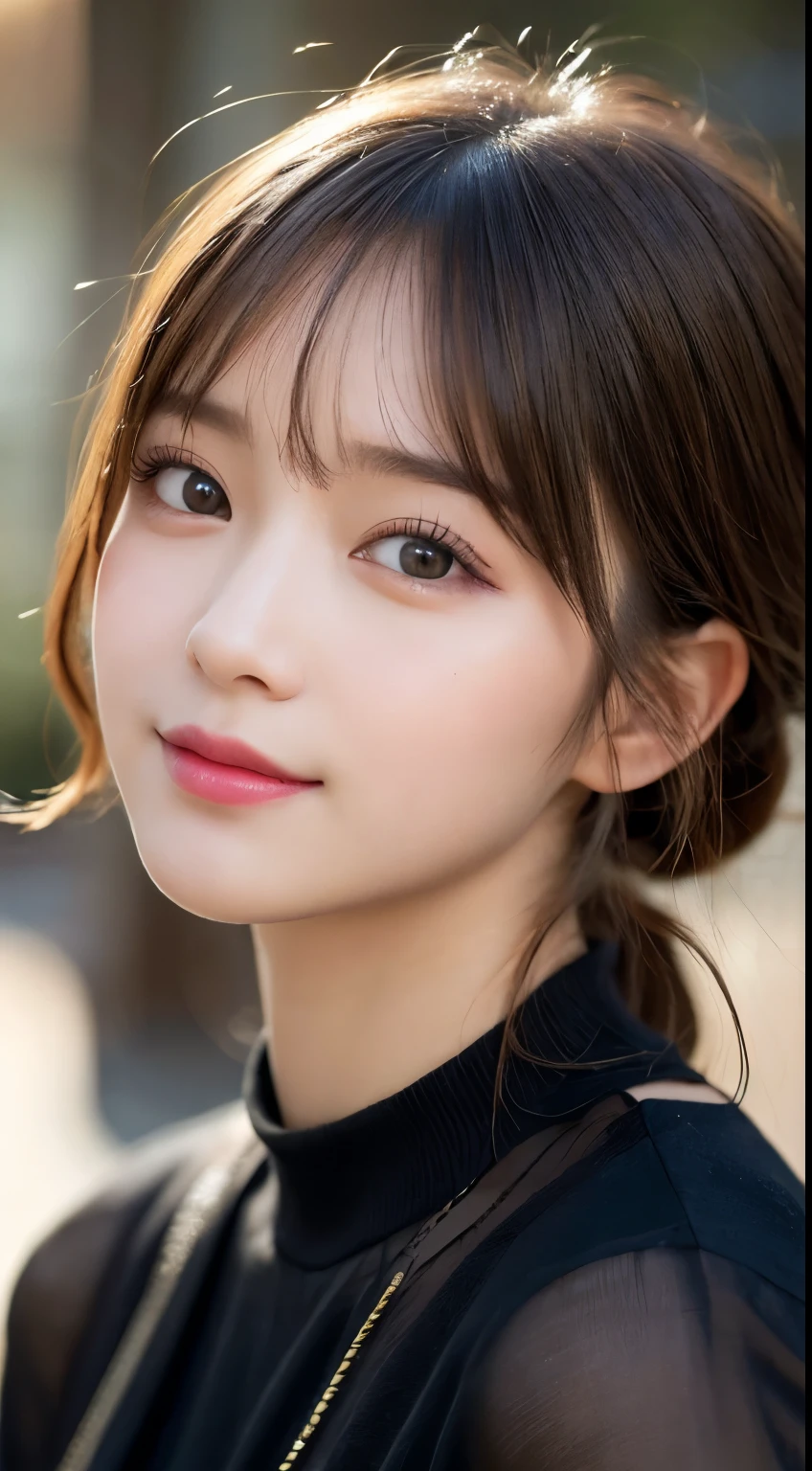 Highest quality, shape, Very detailed, In detail, High resolution, 8k wallpaper, Perfect dynamic composition, Beautiful attention to detail, ランダムなcute髪,,Natural color lip,smile、20-year-old girl、cute、常にBlur the background,Perfect and beautiful face,Photograph only the face,Beautiful and elaborate face、Slim face and shape,Big eyes、Putting on gal makeup,Blur the background,Blur the background,Face close-up、Real human skin,Detailed skin:1,4、RAW Photos、Actual Photos、Gal Fashion(Harajuku)