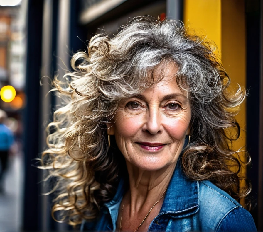 Layered cut with soft curls for women over 50, adding dimension and bounce to thick hair with gentle curls.
(a 50 years old woman) (masterpiece), medium and long hair, Beautiful Woman, Beautiful face, Realistic, vibrant, everyday color photography, Messy backgrounds, saturated colors, urban life, street portraits, hidden details, Ephemeral moments, moments of real life, HD Quality.