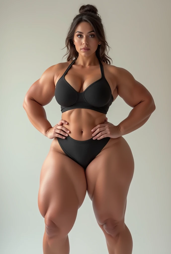 uma mulher de cueca preta e salto alto posando, photo from behind, view of the back, Photo taken from behind, photo from behind, tiro longo de costas, Backview, view from behind, bodysuit preto apertado, imagem de corpo inteiro, tiro longo das costas, fit curvy physique, voltar - ver, tiro pelas costas, viewed from behind