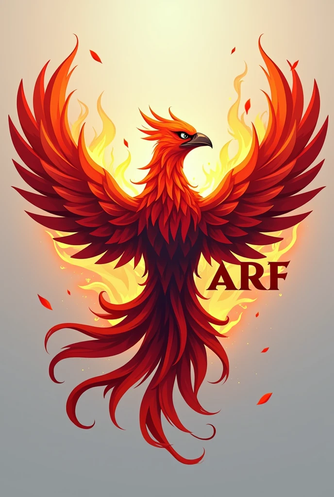 Phoenix bird esport logo with fire effect and ARF writing • REGION
