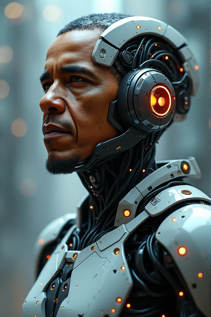 Barak obama in a cyborg suit