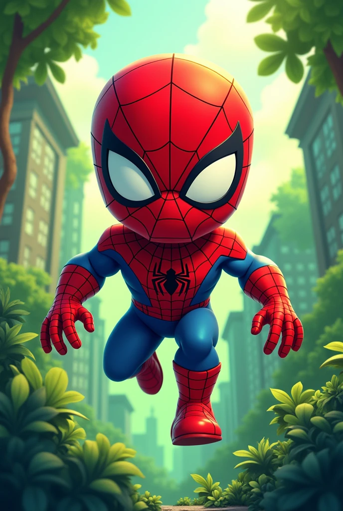 spiderman cartoon character with green background