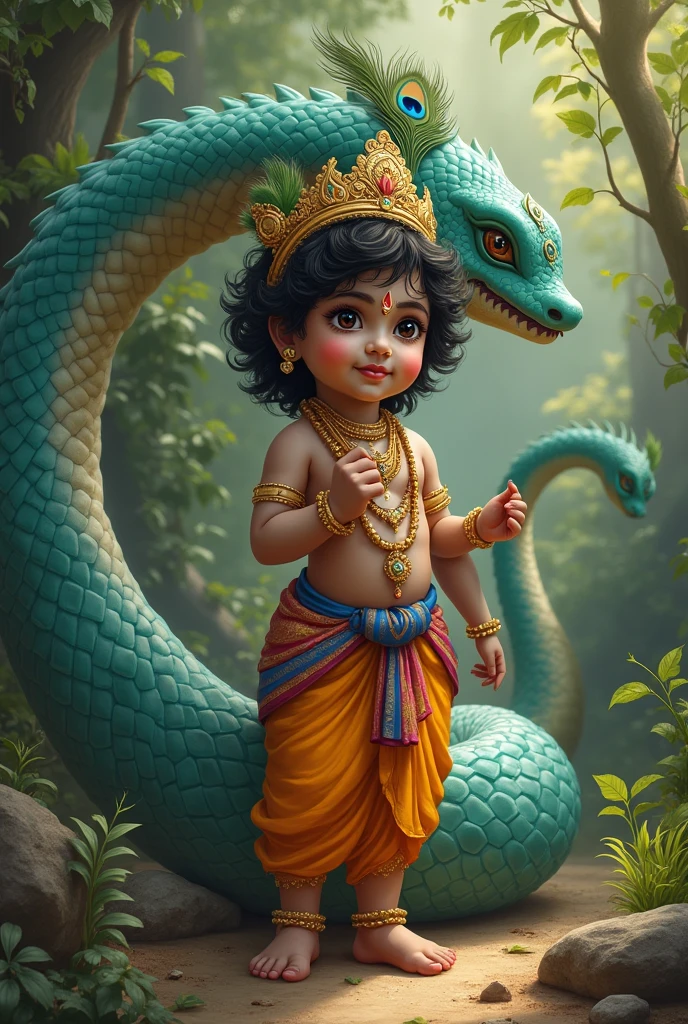 Little krishna with sheshnaag