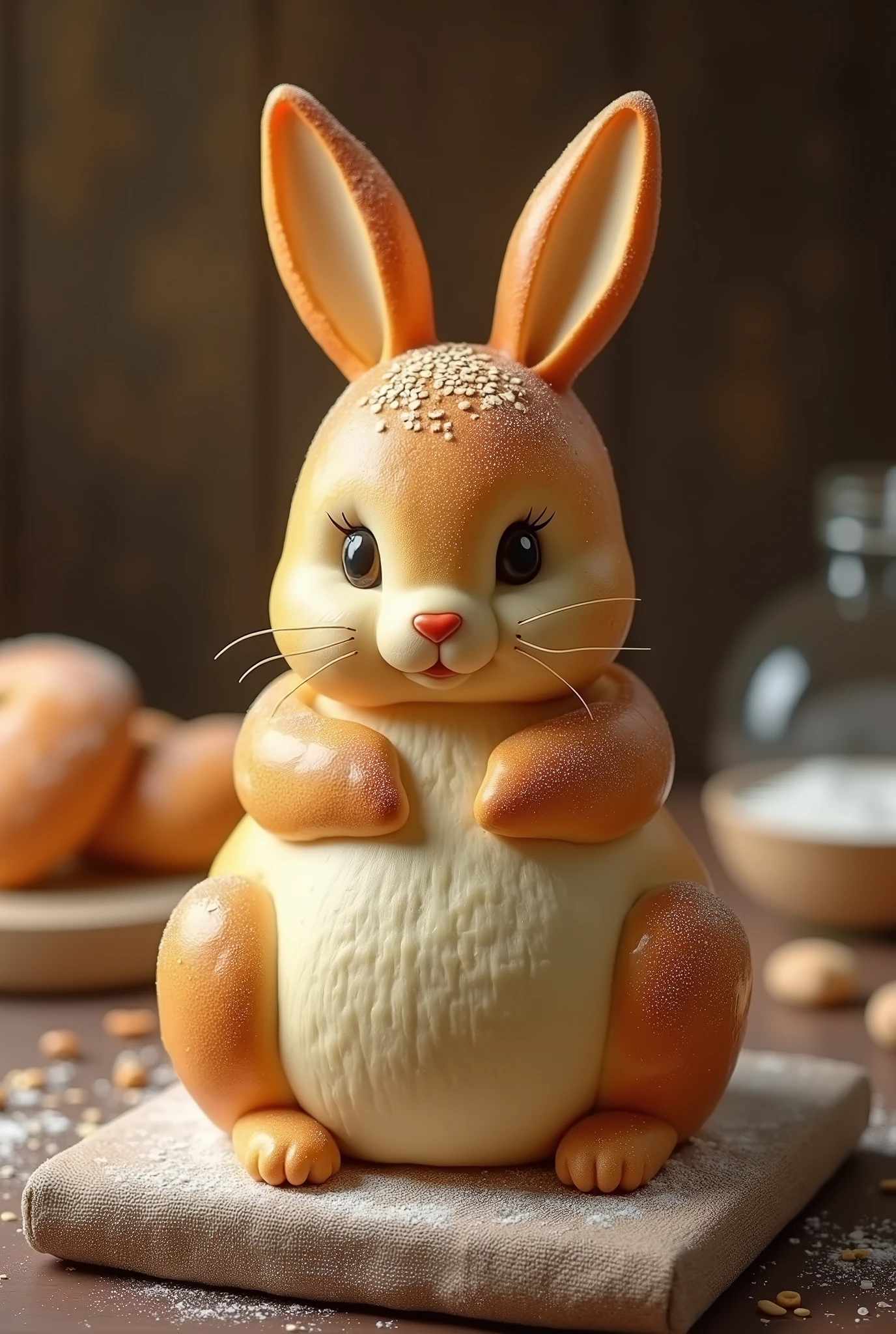bunny bread, detail details, real, real
