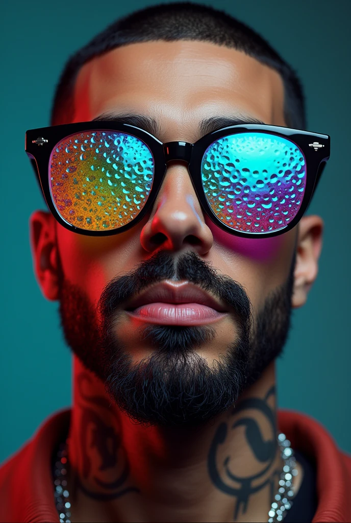 Pot bloo brand logo and name ''DRAKE DOS POTE"
Glasses with colored lenses