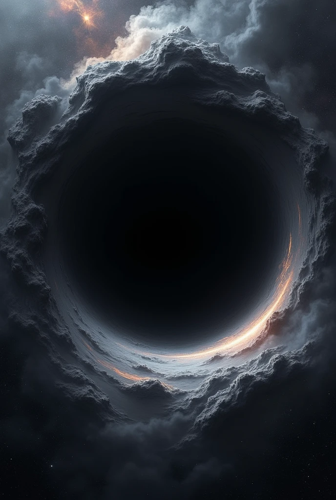 A big black hole facing on the side