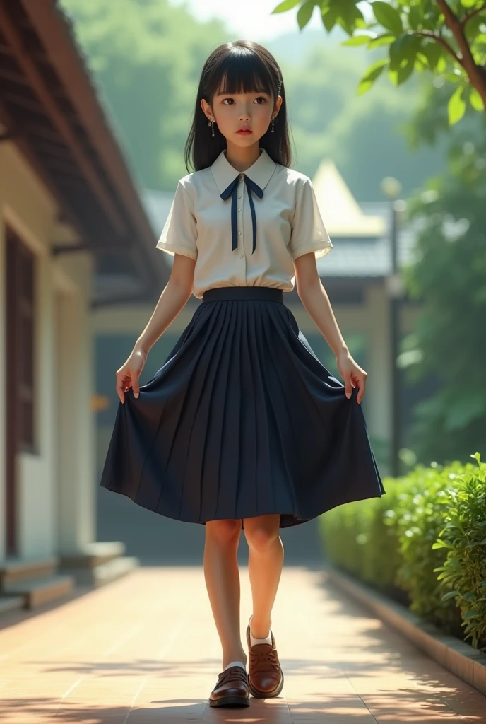 Thai school girl&#39;s skirt opens