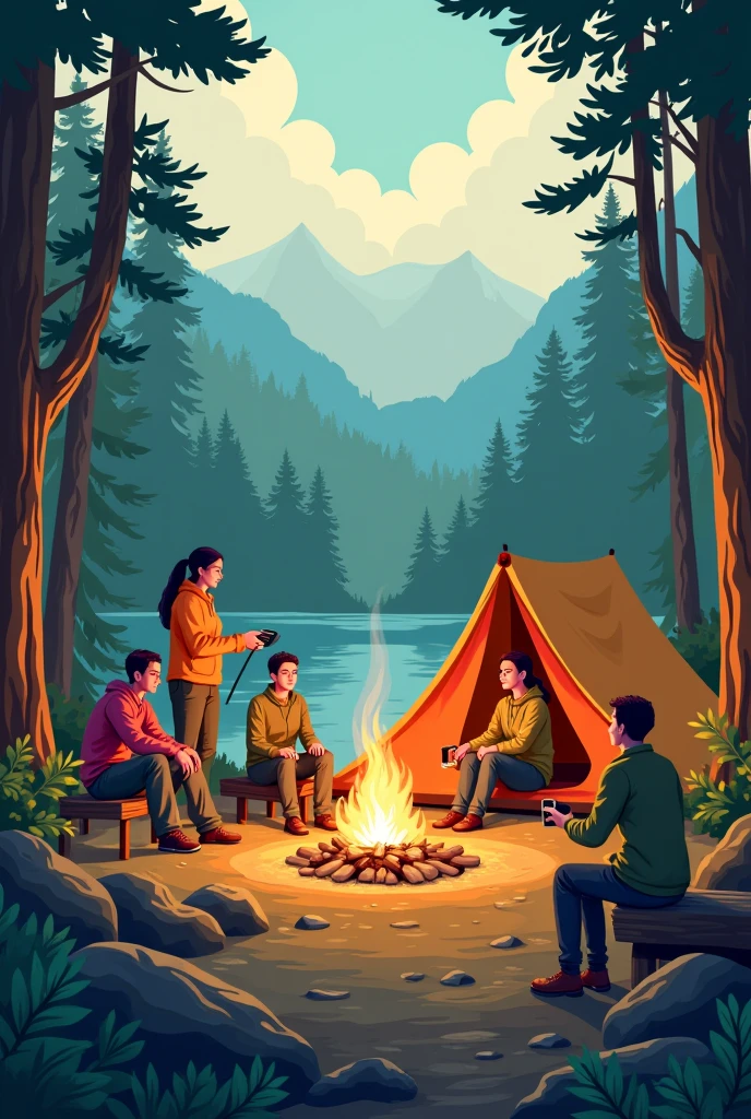 create a design that contains team camping activities