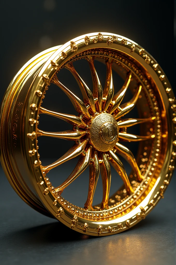 Golden skeleton alloy wheel