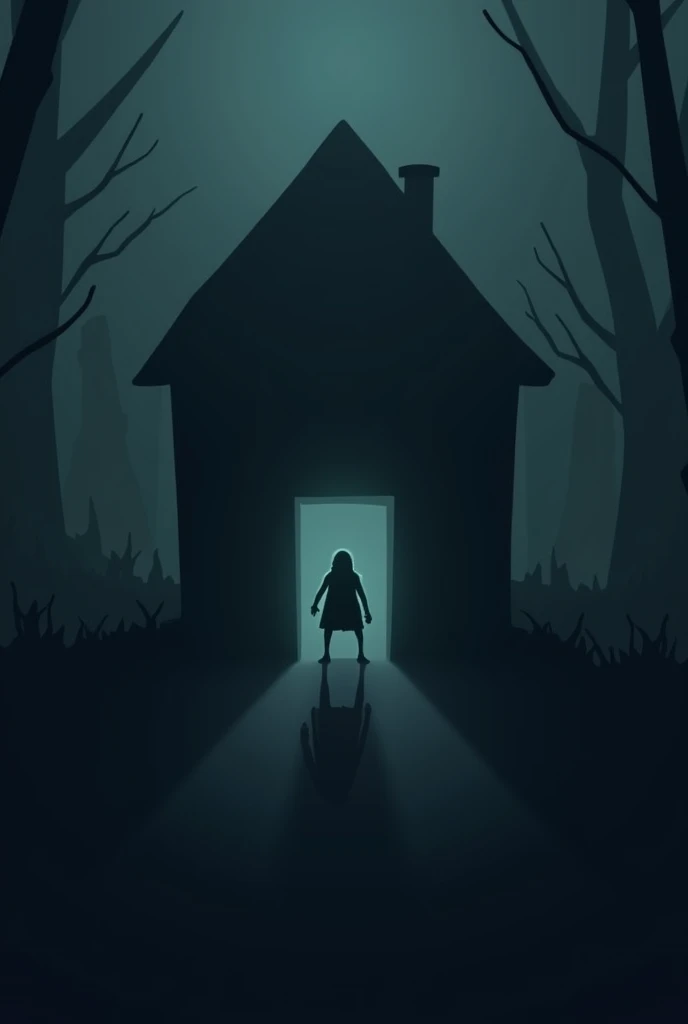 App icon for iOS that is a game about escaping from a mysterious house. I want it to be minimalist, that dark colors predominate and that it has its own style