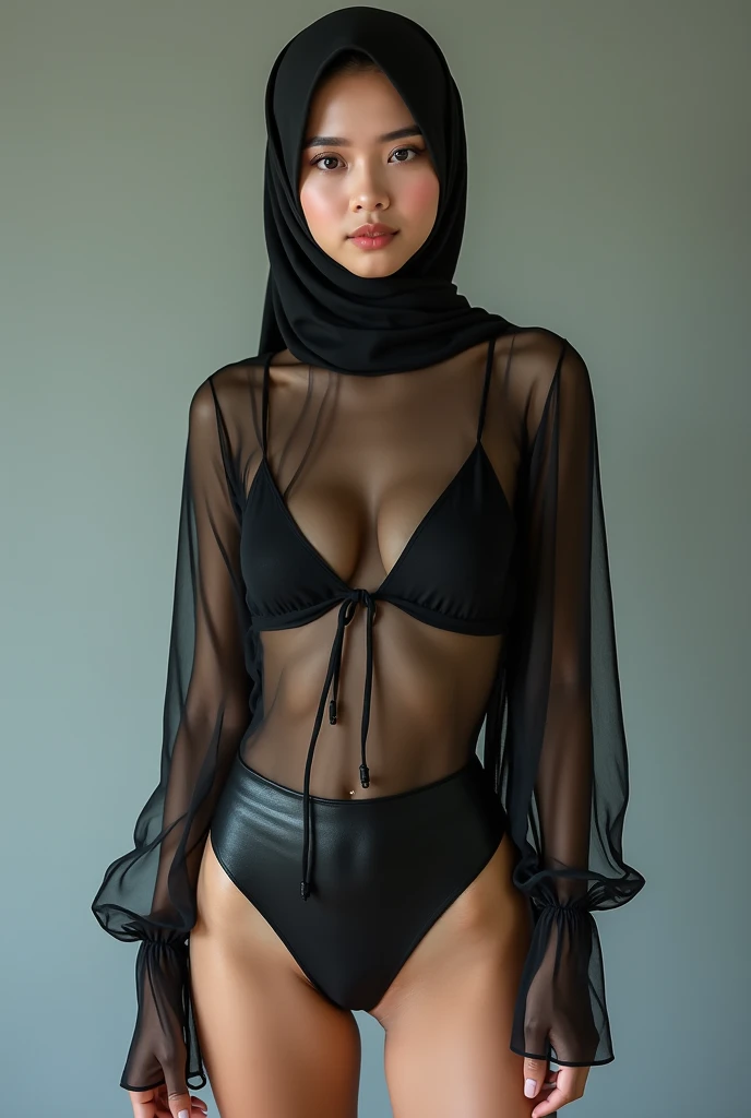 Malaysian Muslim women,Islamic headscarf,See-through shirt,Short skirt fluttering,No buttons,photograph,reality,beauty,Looking at the camera,front,Sexy,Criester whole body,See the legs,8k,Thin shirt,Positive sister,Unbutton,Chest,,Small leak,Cute face,Wet clothes,