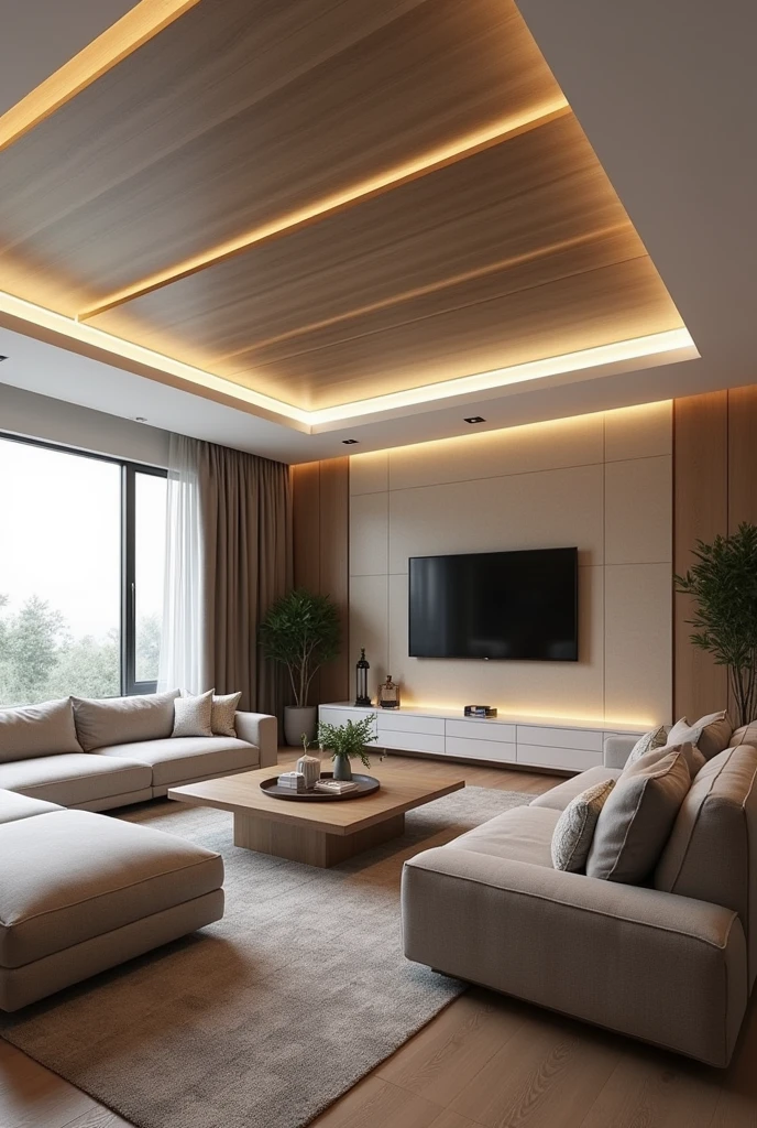 mujhe modren ceiling design chahiye h 14'*16' k liye drg. room k liye only one side window h 3 sides sofe dle hue h or 4th side tv lga h koi or design