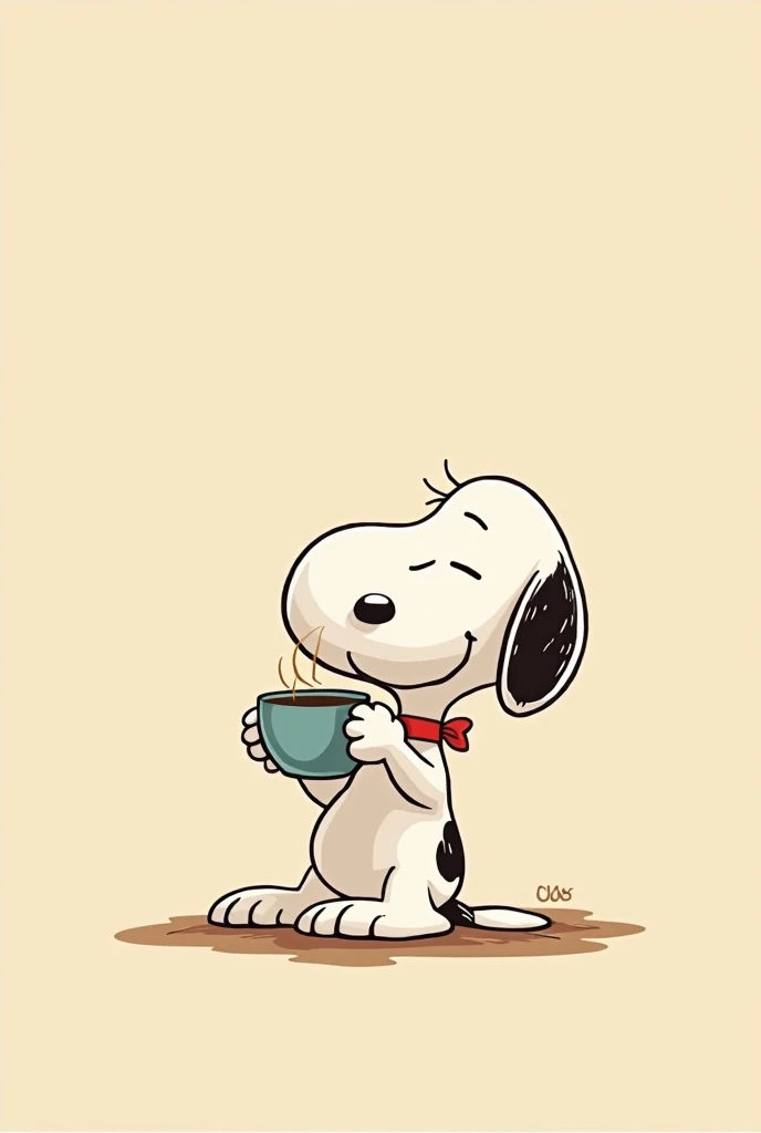 Snoppy svg con una taza de cafe