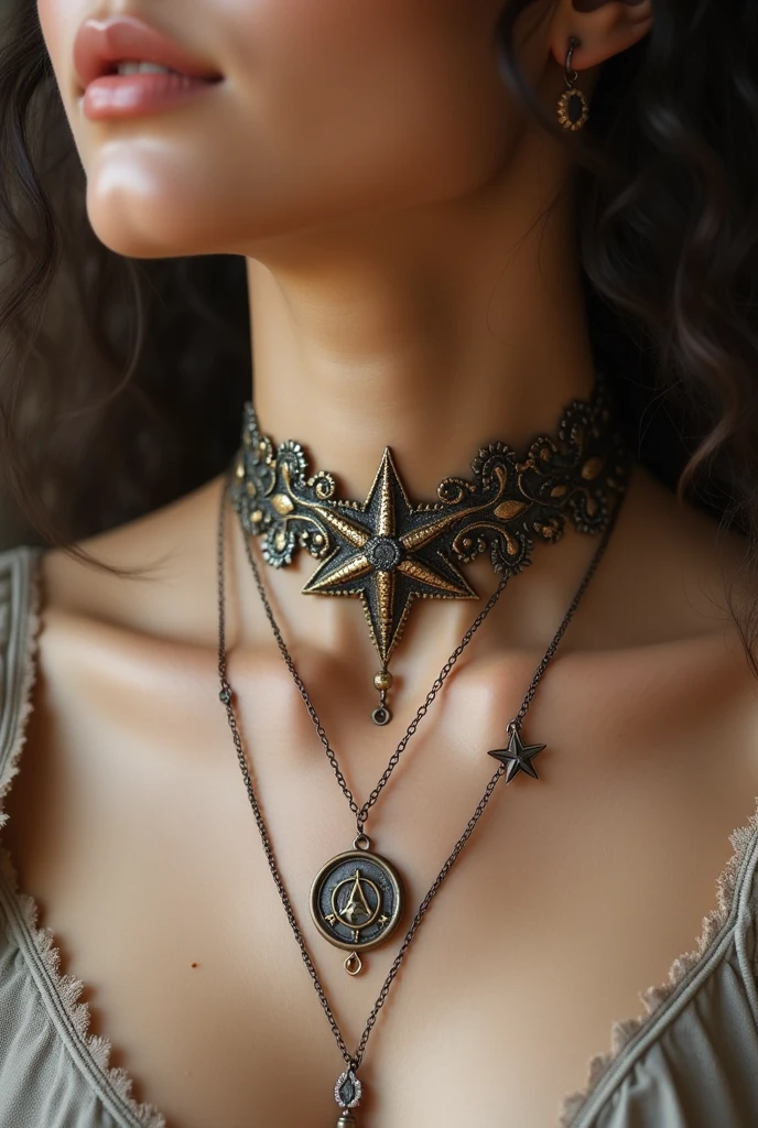 unique and artistic antique woman's star chocker necklace design but not that big
