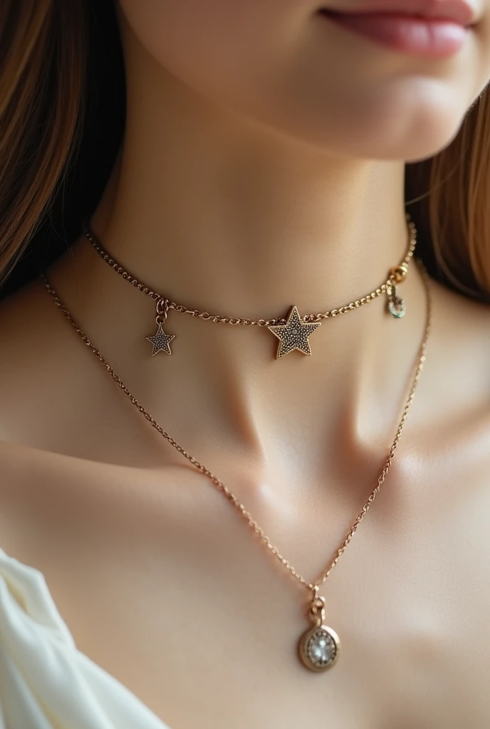 unique and cute antique woman's star chocker necklace design but not that big