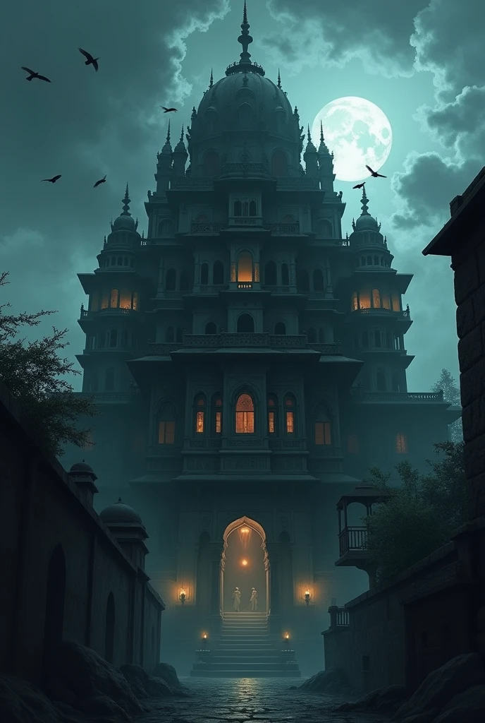 Make a horror thumbnail with haveli