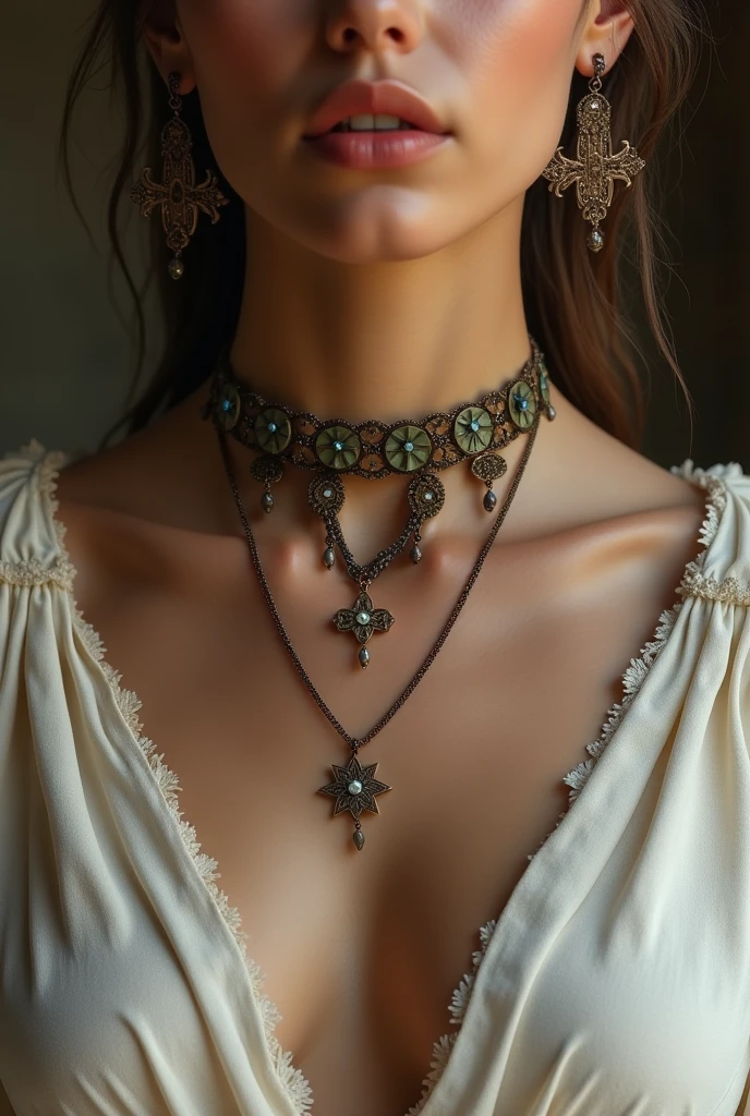 unique and cute ancient woman's star chocker necklace design but not that big