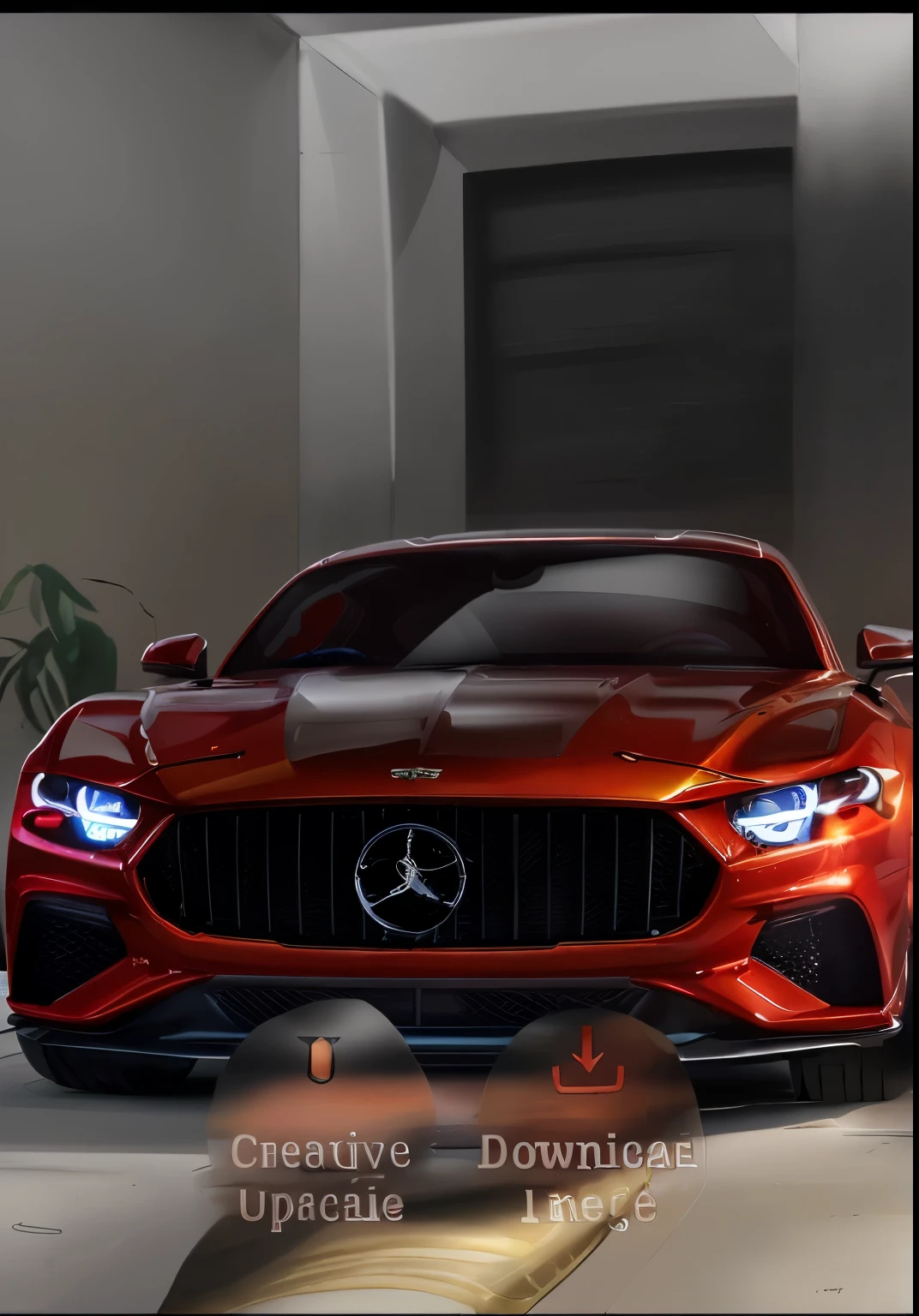 Generate a cor his front part looks like ferrari, long like Rollce Royce, luxury like Rollce Royre, size like mustang, tises like bentley,
his eyes like Audi and all luxury looks in one
( with front, back, left & Right Sides).