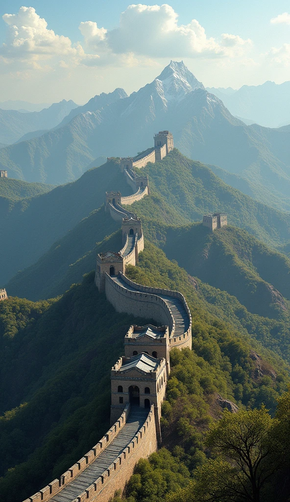 UHD, historical, sweeping depiction of the Great Wall across different eras, showing its evolution over thousands of years.