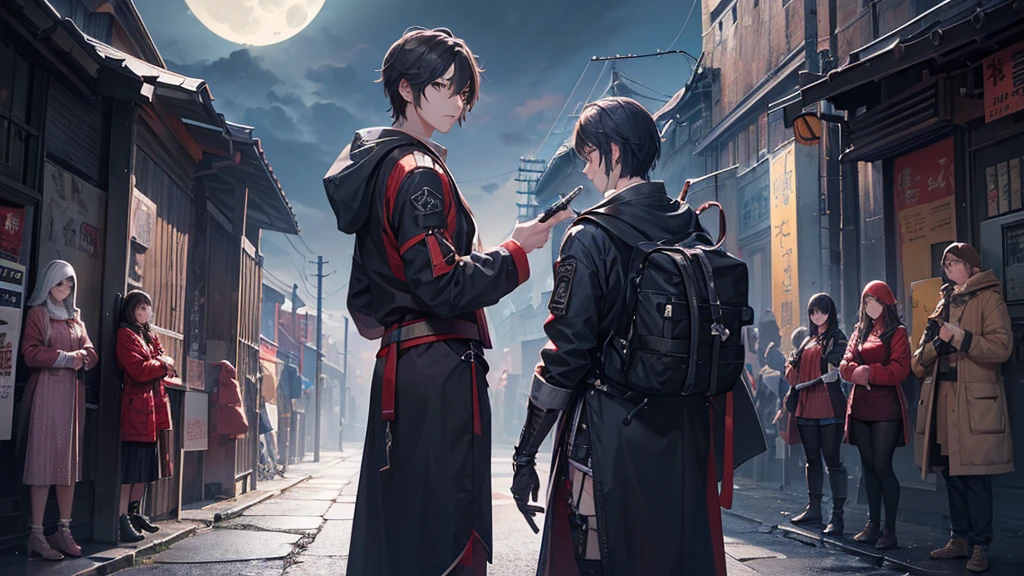 (最high quality、High resolution、Textured skin、high quality、Caution about scars、Precise CG unification、Detailed Background)、((Turn around))、(Standing in front of the full moon)、Game CG、