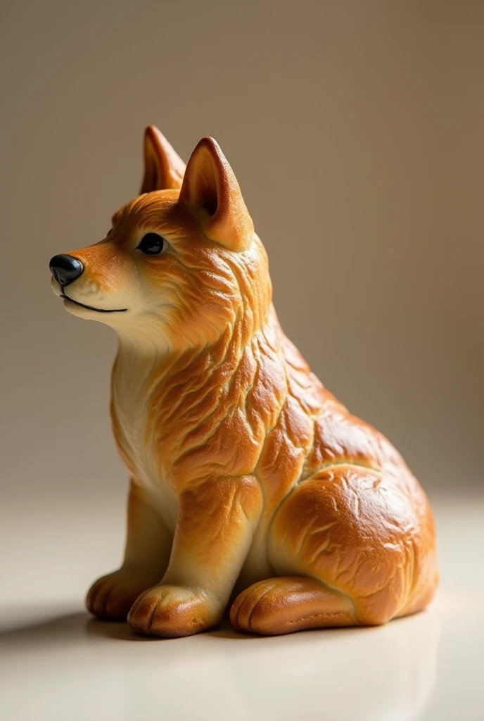 Small bread in the shape of a small wolf, detail details, real, real