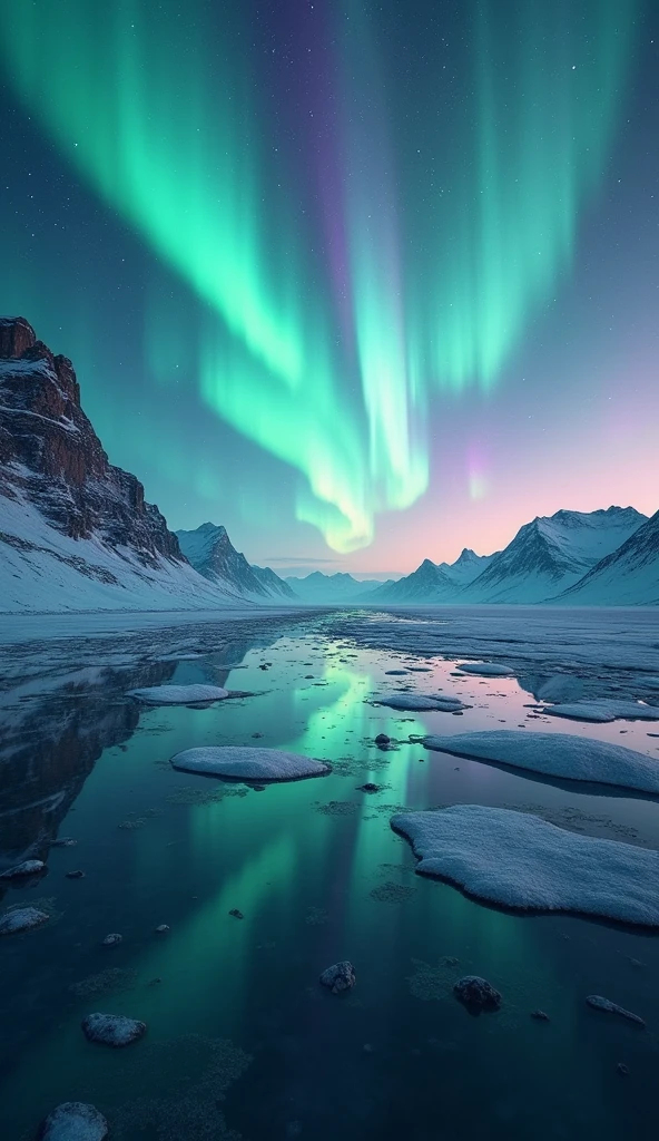 (masterpiece:1.2,Highest quality,Ultra-high resolution,Super detailed,Realistic,RAW Photos),8k,wallpaper,Aurora,A floor made of mirrors that stretches infinitely