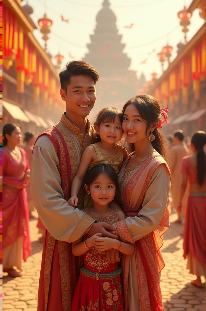 Realistic family image of holy festival 