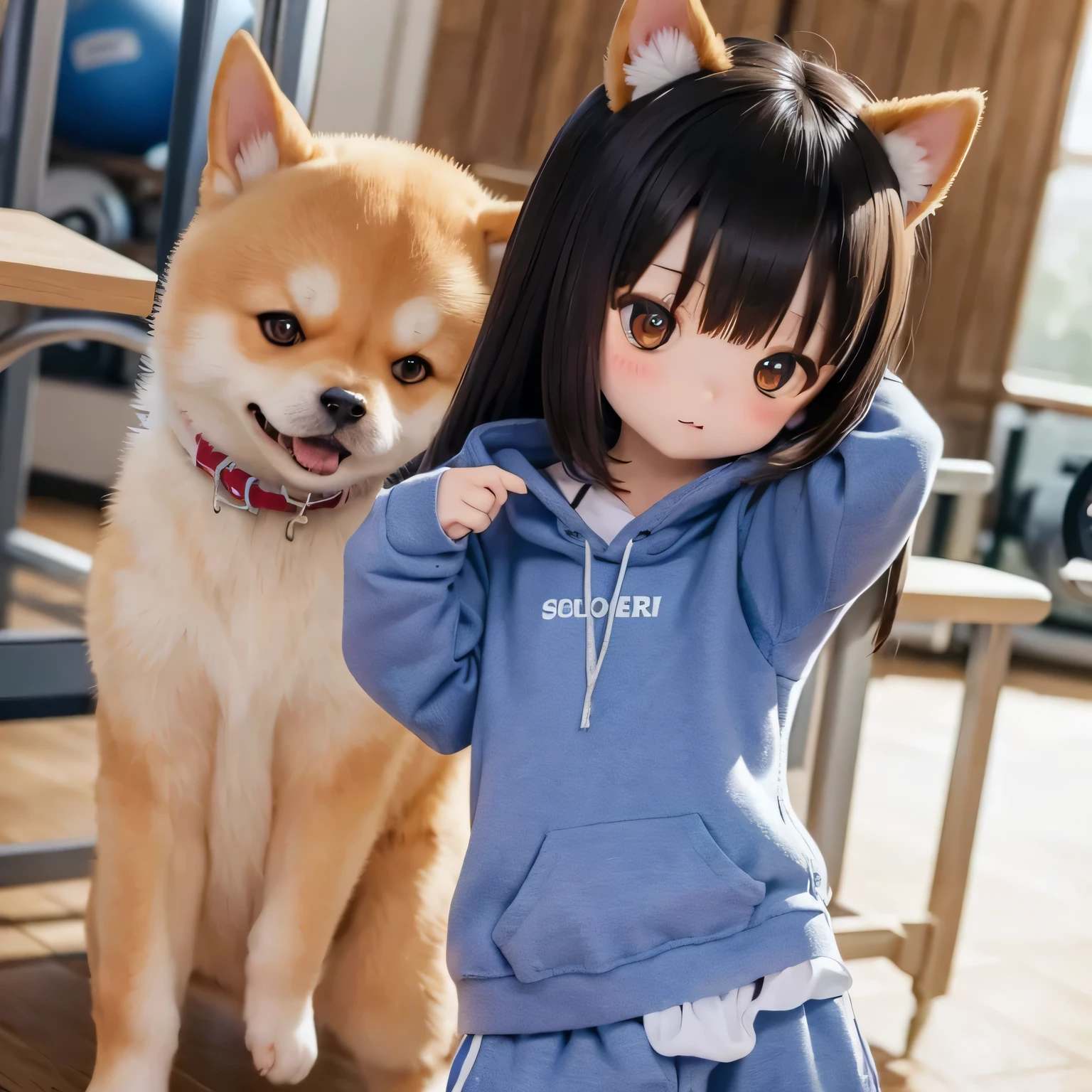 Shiba Inu rural scenery、Playing in gym clothes　(((Bloomers)))