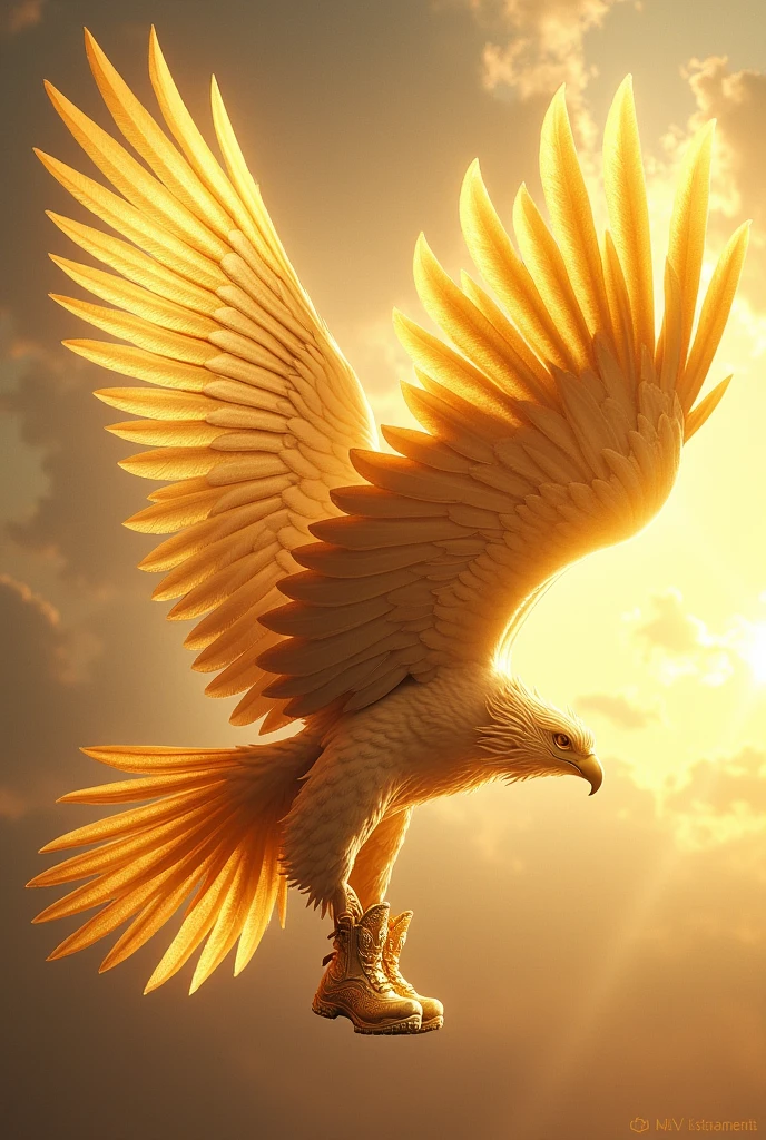 Golden wing of eagle with golden boot