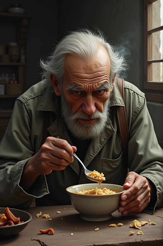 Am old man with eating posture