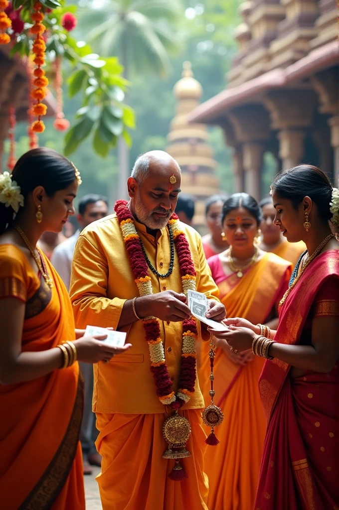 bride father giving payment to cook, Brahmin, photographer South indain style