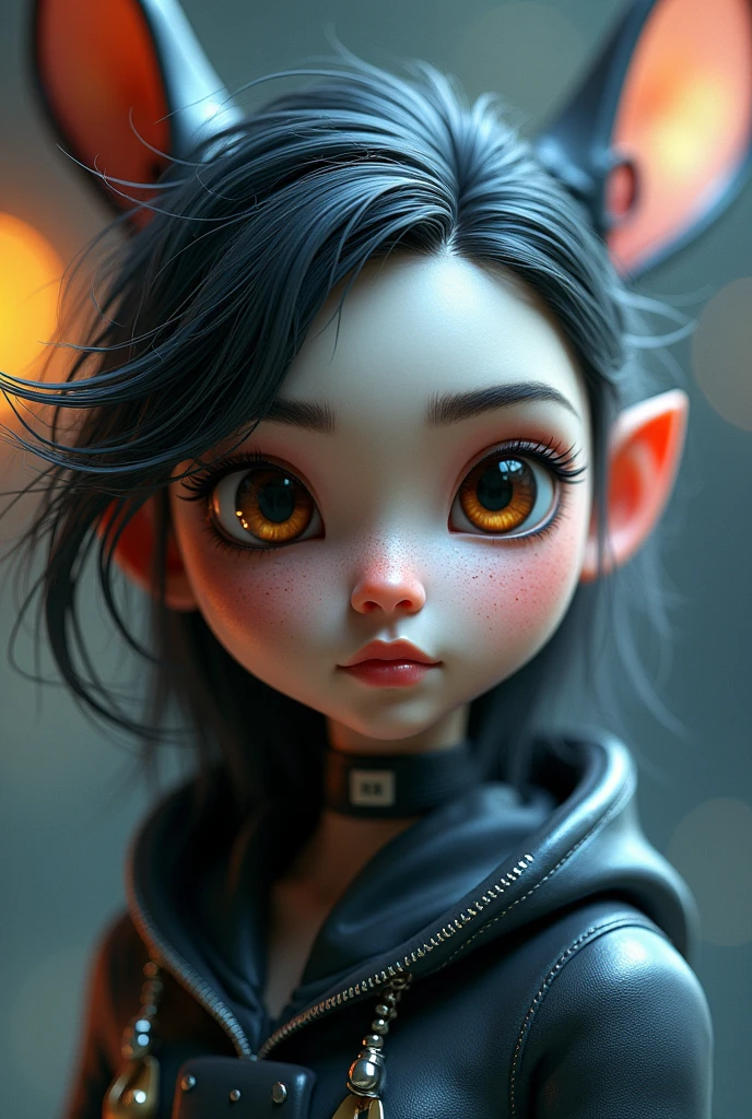 Pixar style, gloomy, negative, twisted, weird, big-eyed,