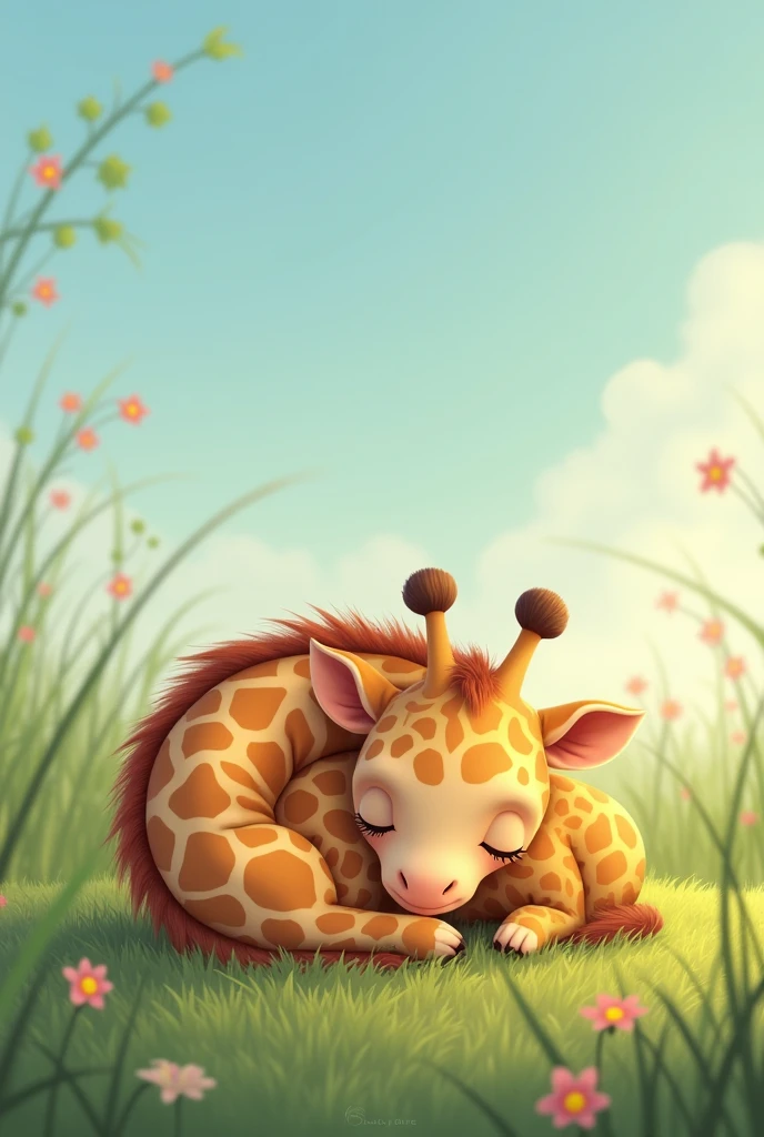 Qute giraffe sleeping