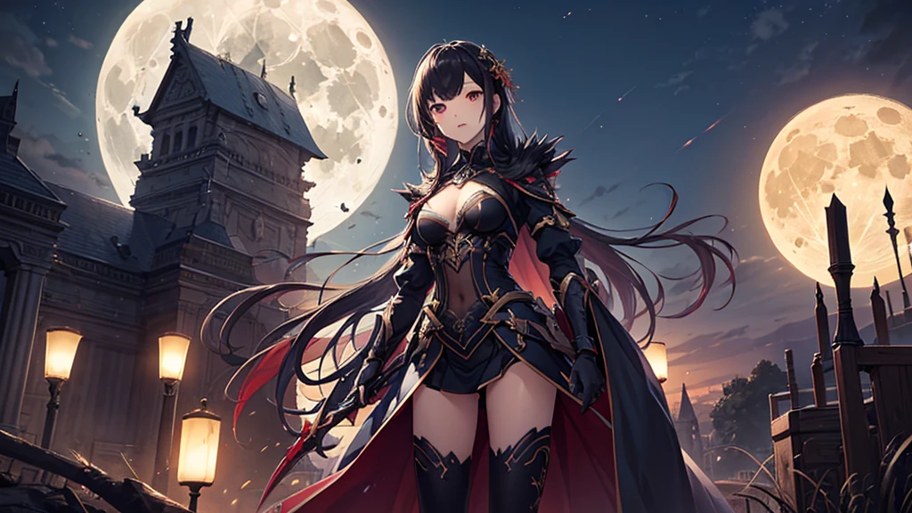 (最high quality、High resolution、Textured skin、high quality、Caution about scars、Precise CG unification、Detailed Background)、((Turn around))、(Standing in front of the full moon)、Game CG、Legion、More than one person