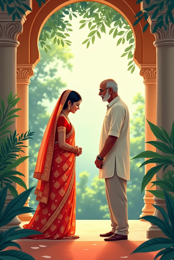 bride father making bye to bride south Indian style vector