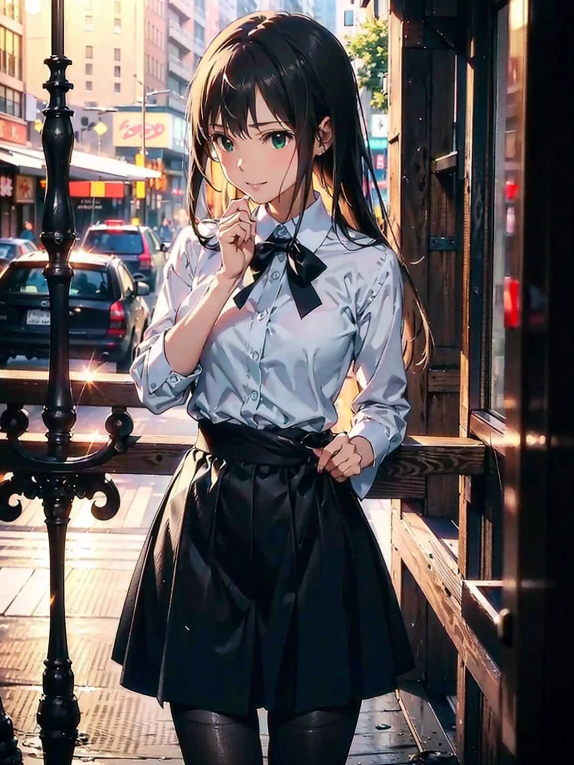 Shibuya Rin、(masterpiece、Highest quality、In 8K、High resolution:1.2)、alone、one person&#39;s、 Rin Shibuya、Tight clothing、Cowboy Shot、smile、Look at the viewers、Hero Suit、Bodysuits、Tight suit、Ready for battle、Trained abdominal muscles、Trained biceps、(building:1.2)、Night view