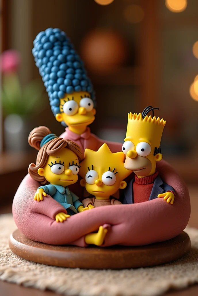 A table decoration with the film's characters curled up, simpsons, Matilda, frozen e willy wonka