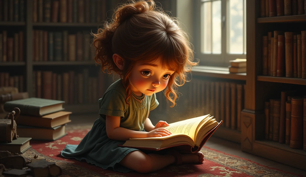 A girl reading harry potter book