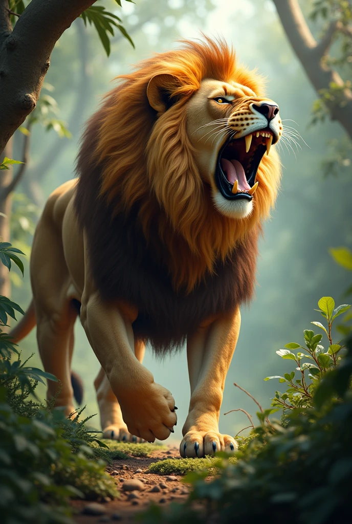 Here comes the lion, roaring loud and proud,
With a mighty mane, he stands out in the crowd.
He’s the king of the jungle, brave and strong,
Everyone sings the lion’s song!