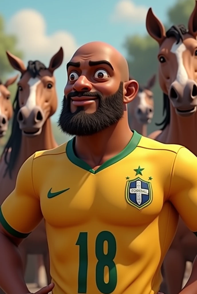 carlinhos (Dark brown man, cross-eyed and bald, without a beard and is a Corinthians fan) sucking the horses (animation)