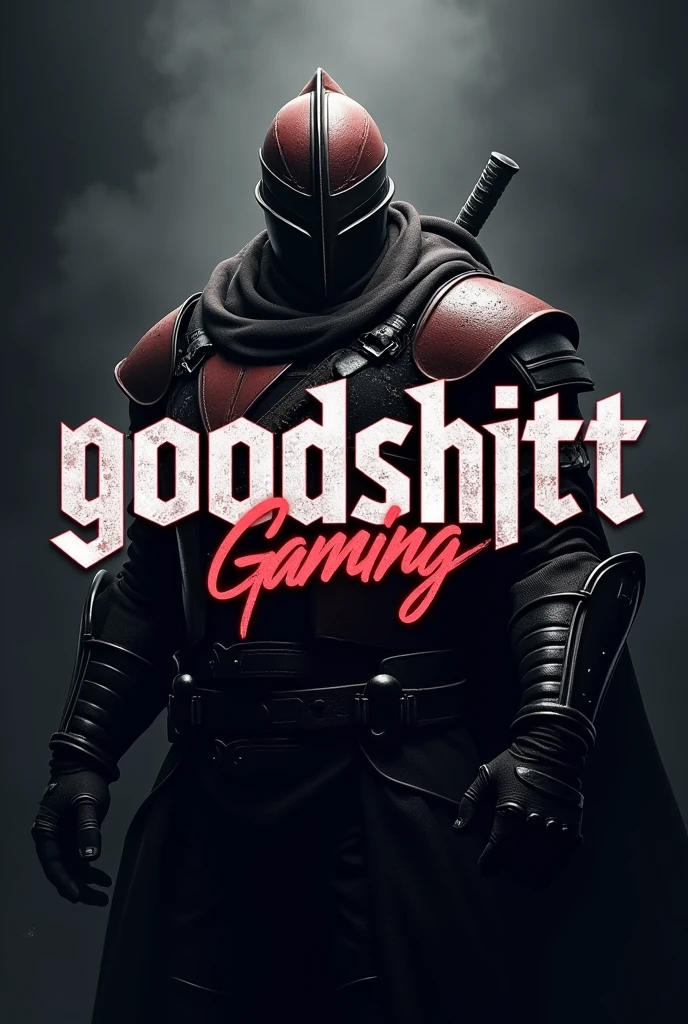 Do me an lettering the word is "Goodshitt Gaming" with background image of Hidora Kai - cruel knight character in call of duty mobile