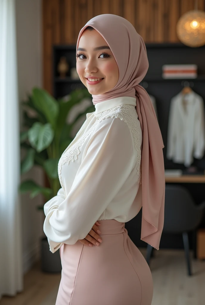 Office woman，Malaysian Muslim women，scarf，See-through clothes，Short skirt，photograph，reality，beauty，Looking at the camera，front，Sexy，Cleavage，whole body，See the legs，HD pictures,Positive sister，Unbutton，Bigger breasts，Small leak，Cute face，nice，want to，My home，Touch your chest，Lace，effort