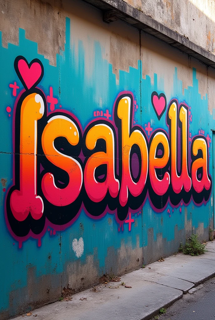 Graffiti with the name Isabella and a small heart.