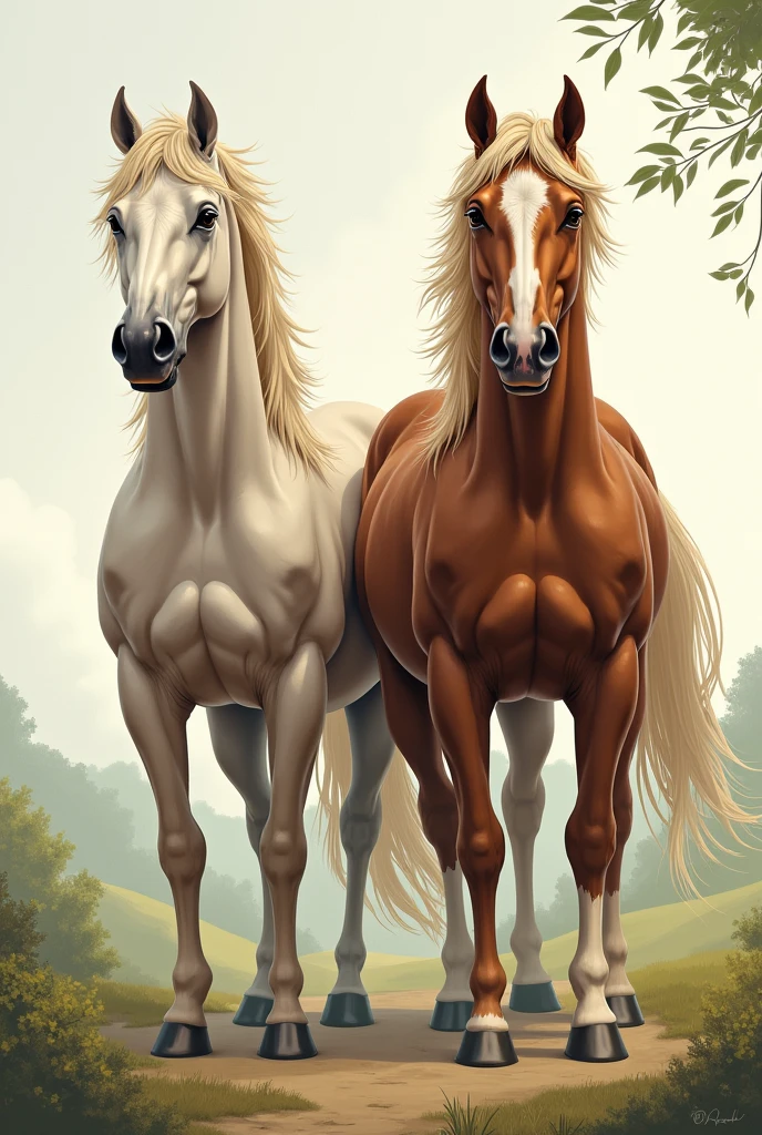 Two horses illustration