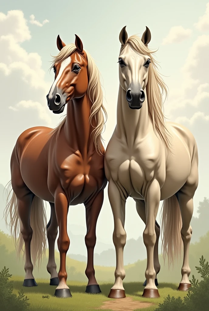 Two horses illustration