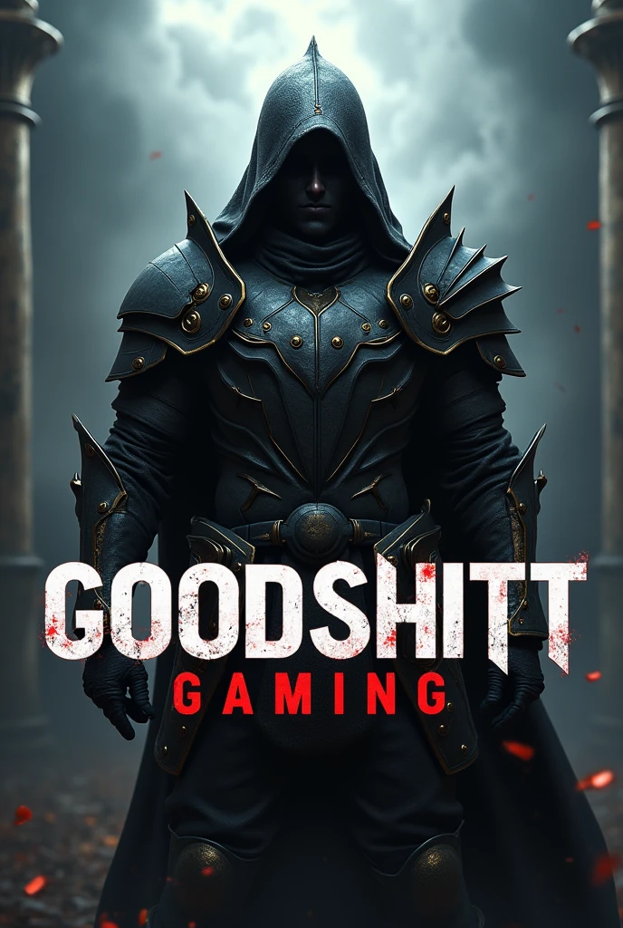 Do me an lettering the word is "Goodshitt Gaming" with background image of Hidora Kai - cruel knight operator in call of duty mobile