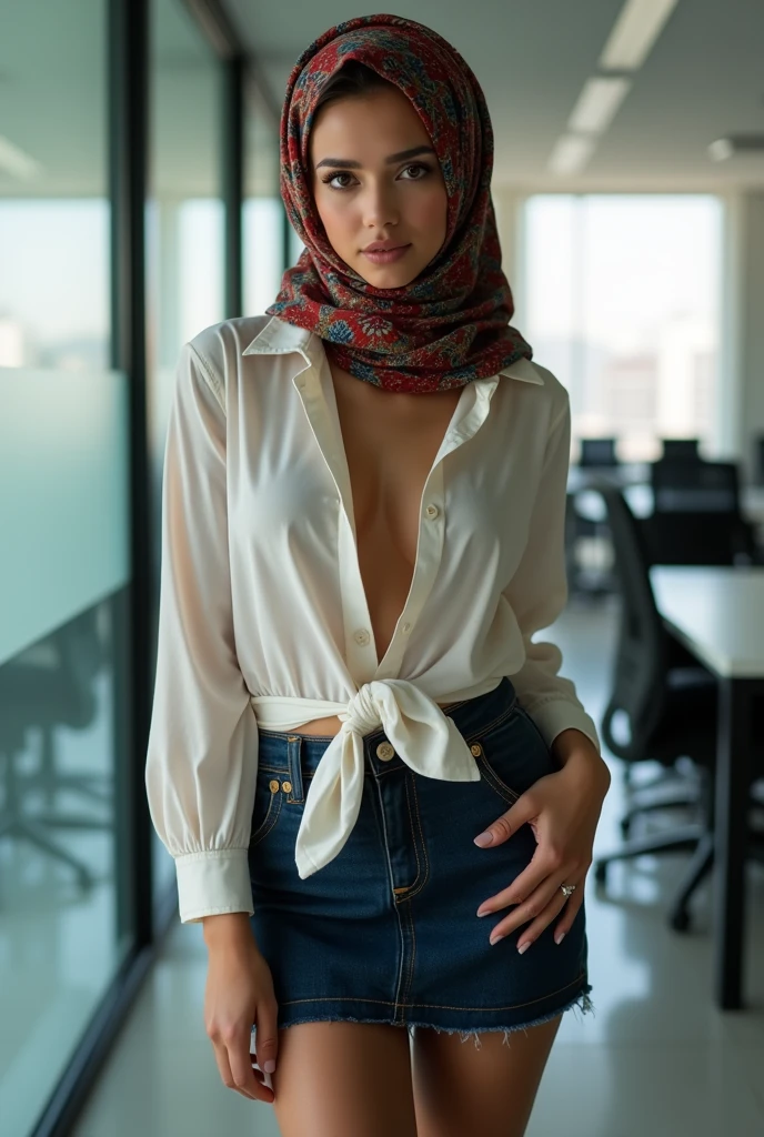 Office woman,Malaysian Muslim women,scarf,miniskirt,photograph,reality,beauty,Looking at the camera,front,Sexy,Cleavage,whole body,See the legs,HD pictures,Positive sister,Unbutton,Bigger breasts,Small leak,Cute face,nice,want to,See the chest,Good shape,S stature