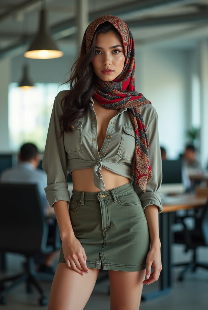 Office woman,Malaysian Muslim women,scarf,miniskirt,photograph,reality,beauty,Looking at the camera,front,Sexy,Cleavage,whole body,See the legs,HD pictures,Positive sister,Unbutton,Bigger breasts,Small leak,Cute face,nice,want to,See the chest,Good shape,S stature