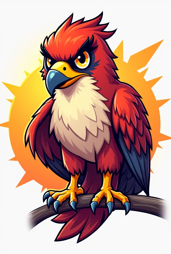 Feisty falcon cartoon logo with more details grade 12 add details amazing with light around